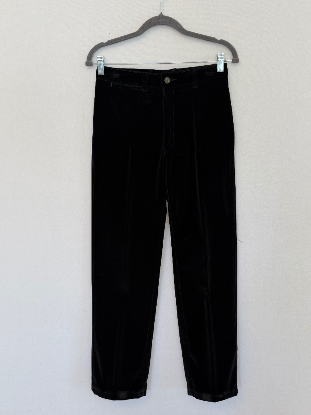 FERRARI Women’s Size 11 XS EU42 Black Crushed Velvet Straight Leg Pants